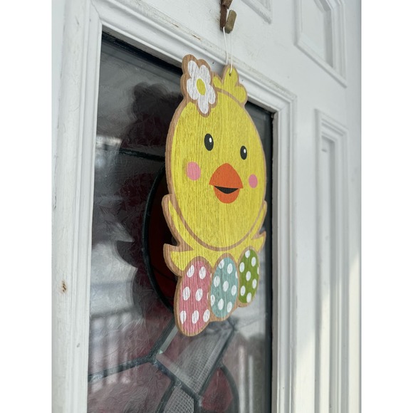 Easter Hanging Chick Sign Spring Chicken Wall Front Door Porch Decor - Picture 5 of 5